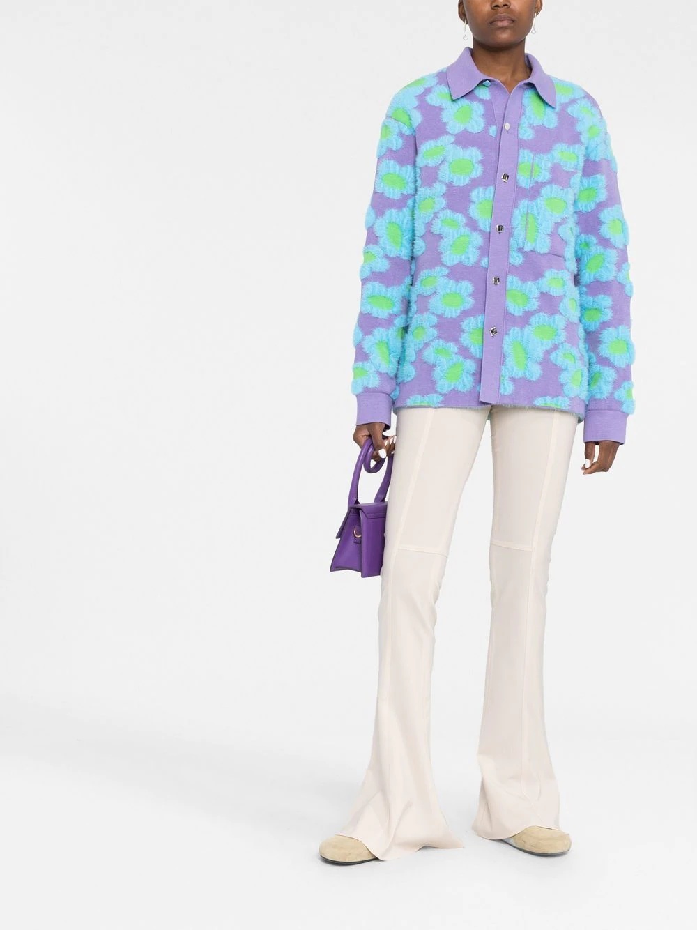floral-patterned collared cardigan - 2