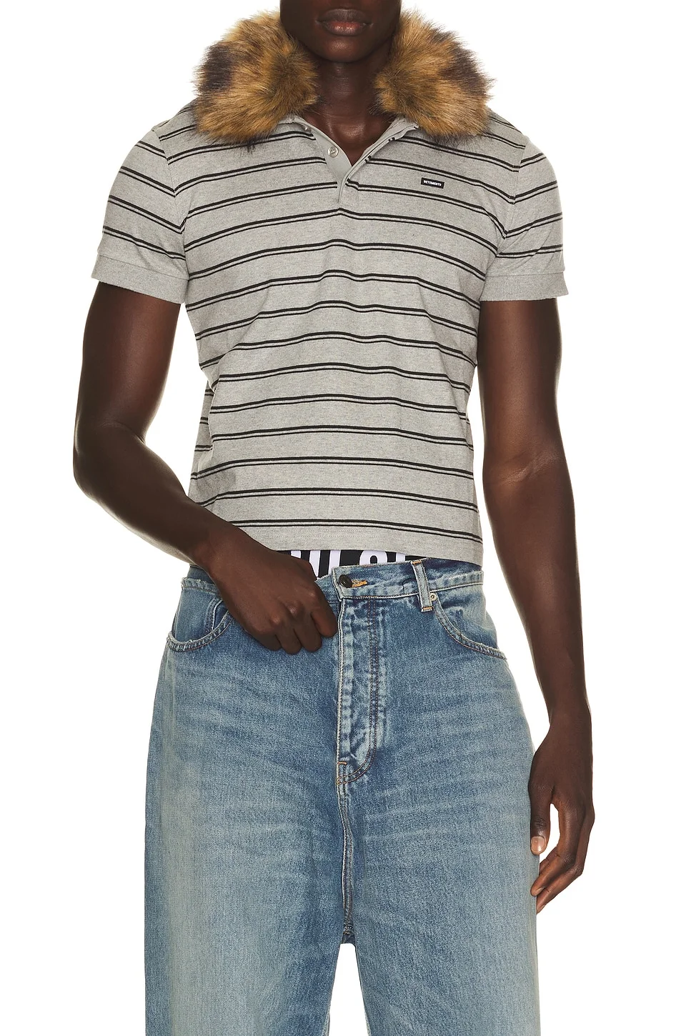Fitted Polo With Detachable Fur Collar - 1