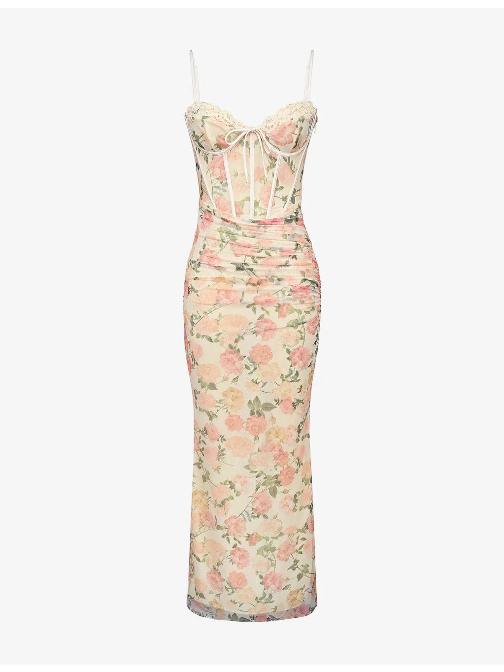 Calista Floral-Print Body-Con Stretch-Mesh Maxi Dress - 1