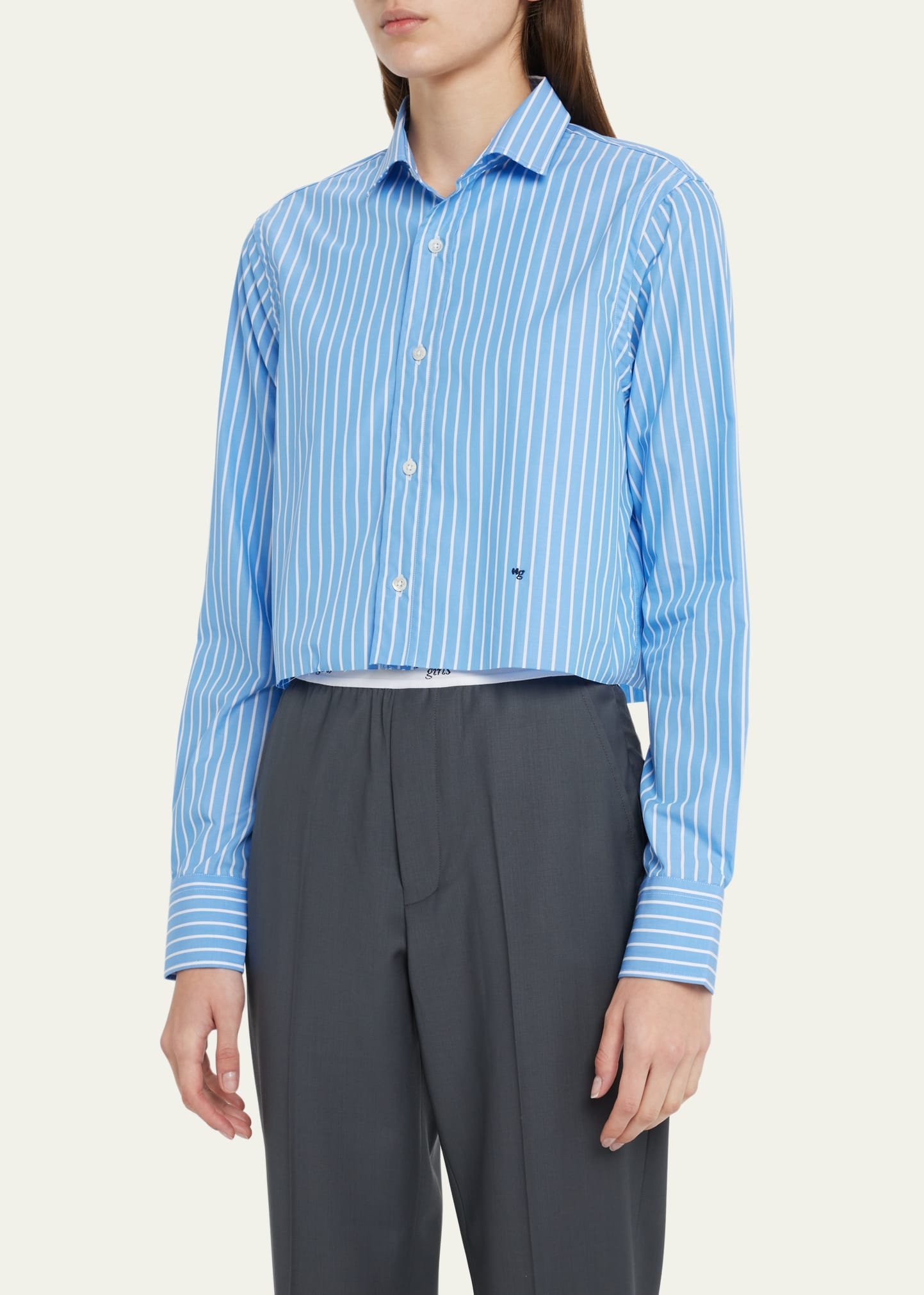 Stripe Cropped Shirt - 4