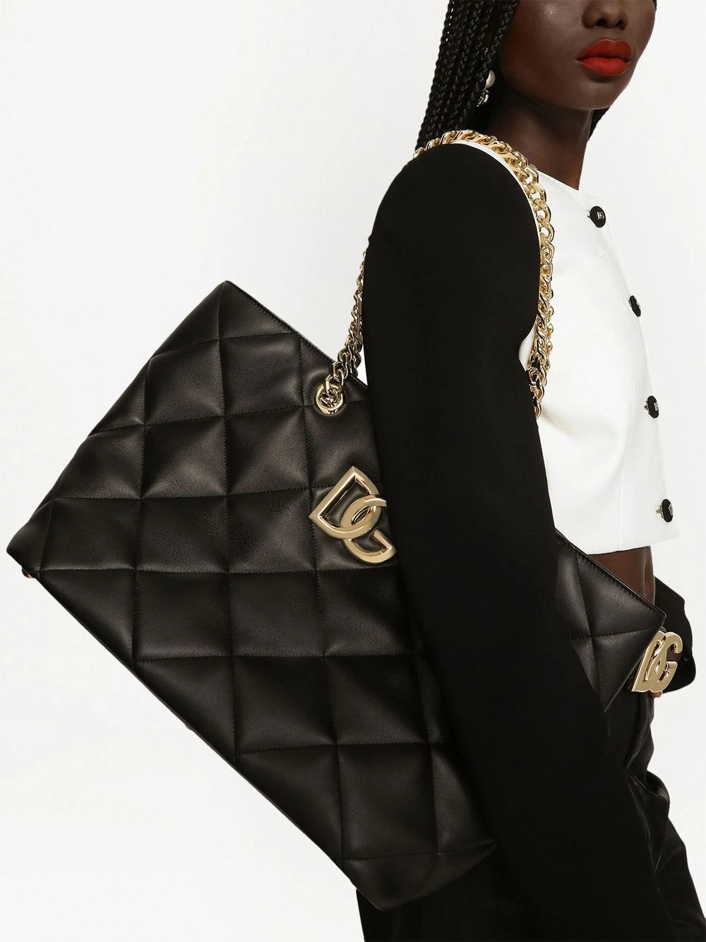 DG-logo quilted leather tote bag - 2