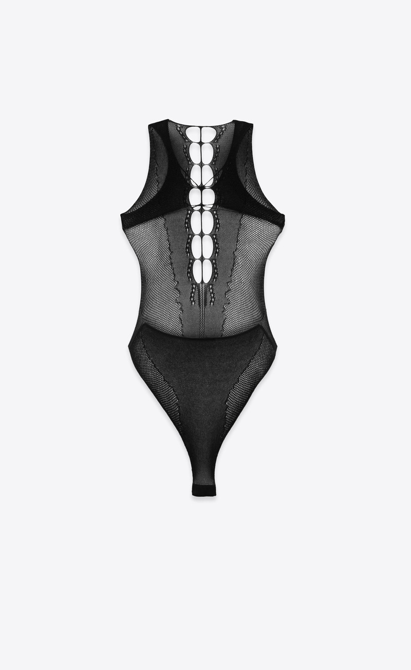 SAINT LAURENT fishnet bodysuit in knit outlook
