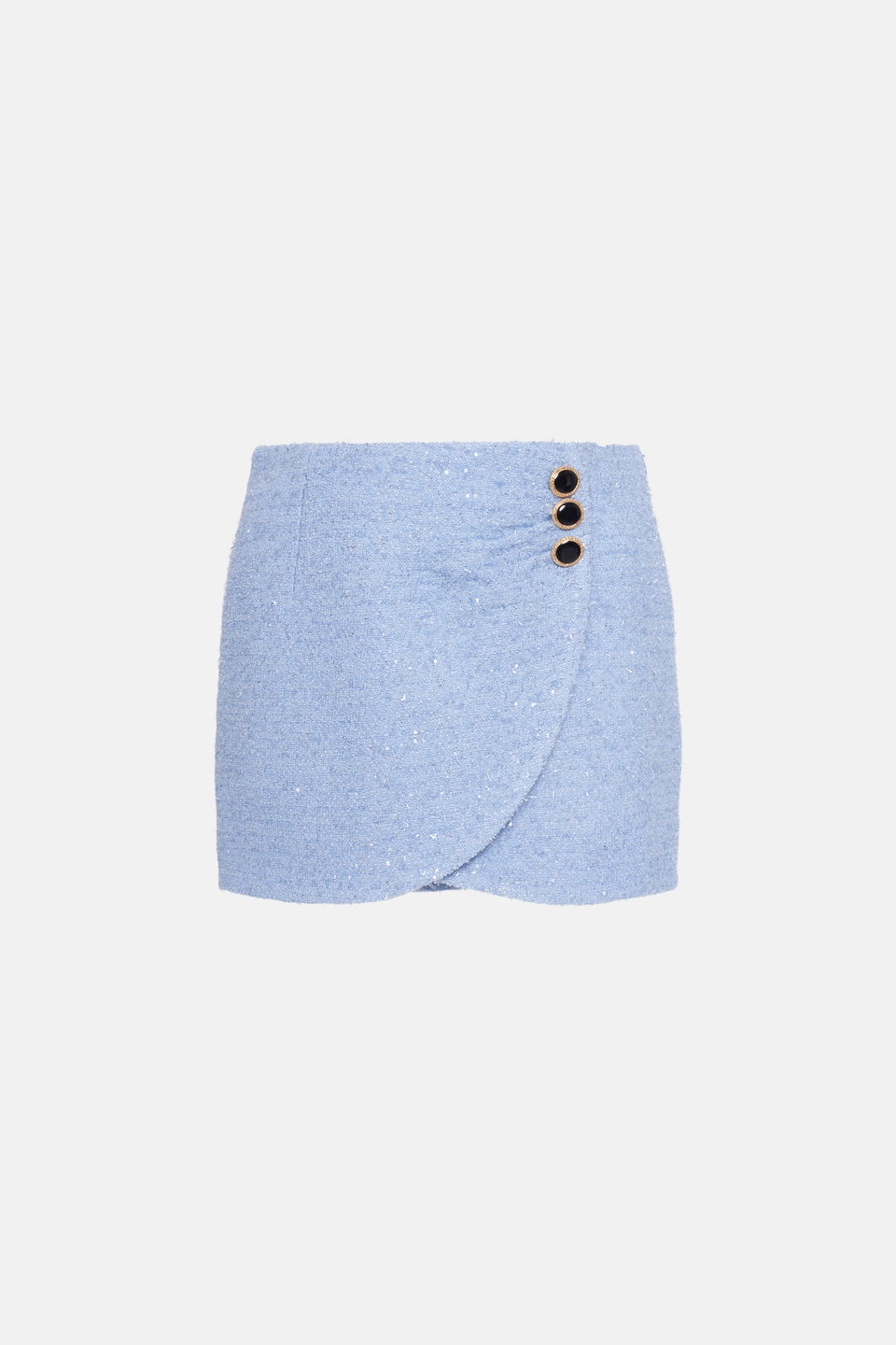 SEQUIN TWEED DRAPED MINI SKIRT WITH JWL BUTTONS - 1