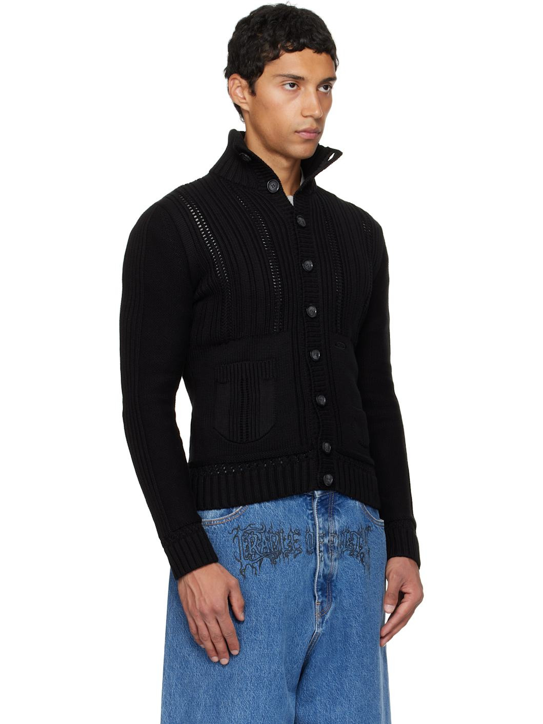 Black Cargo Cardigan - 2