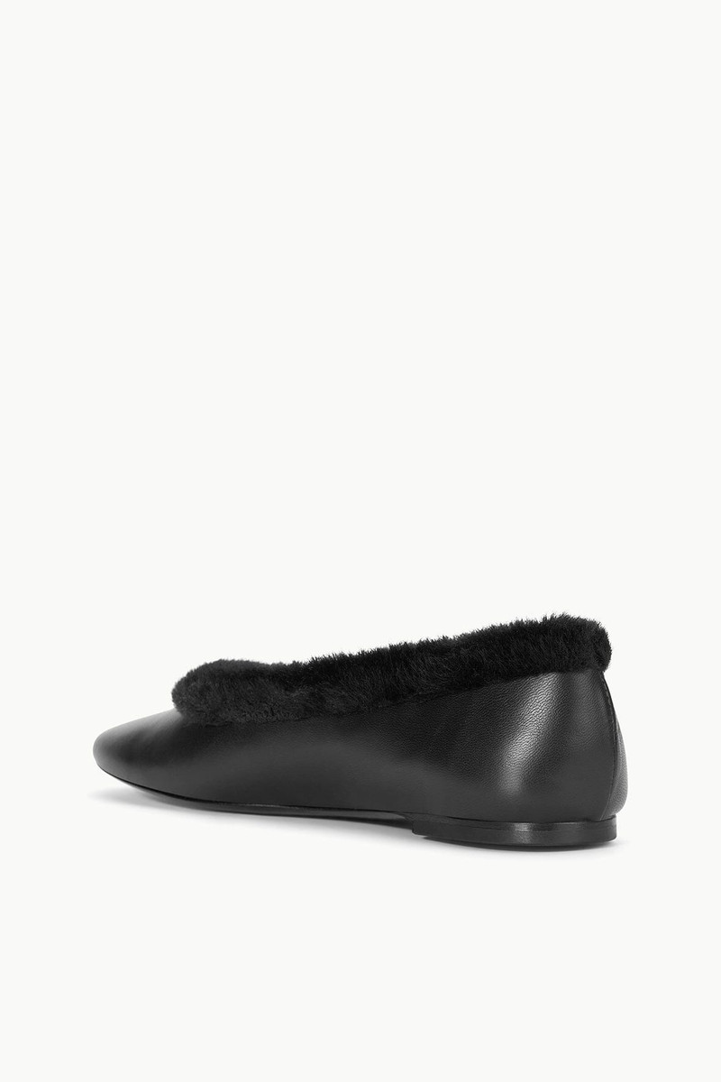 STAUD STAUD ALBA FAUX FUR TRIM BALLET BLACK outlook