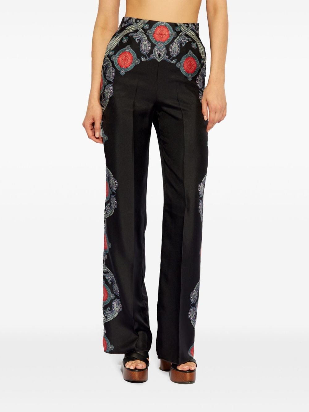 paisley flared silk trousers - 3