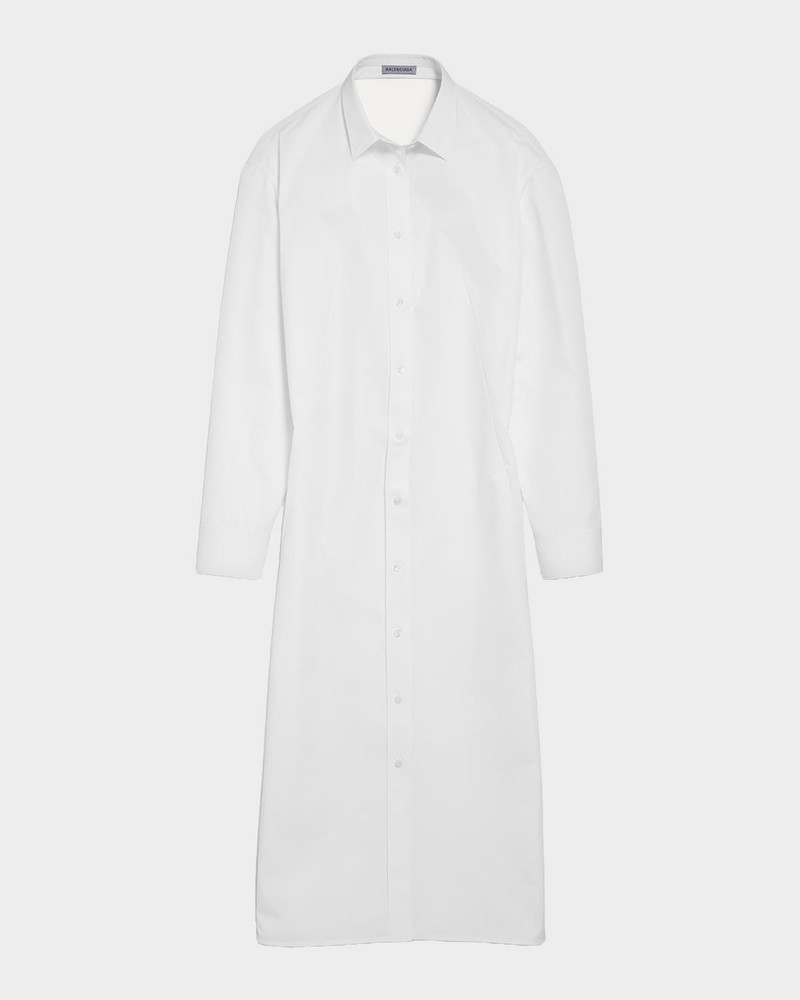 Draped Cotton-Linen Backless Midi Shirtdress 1