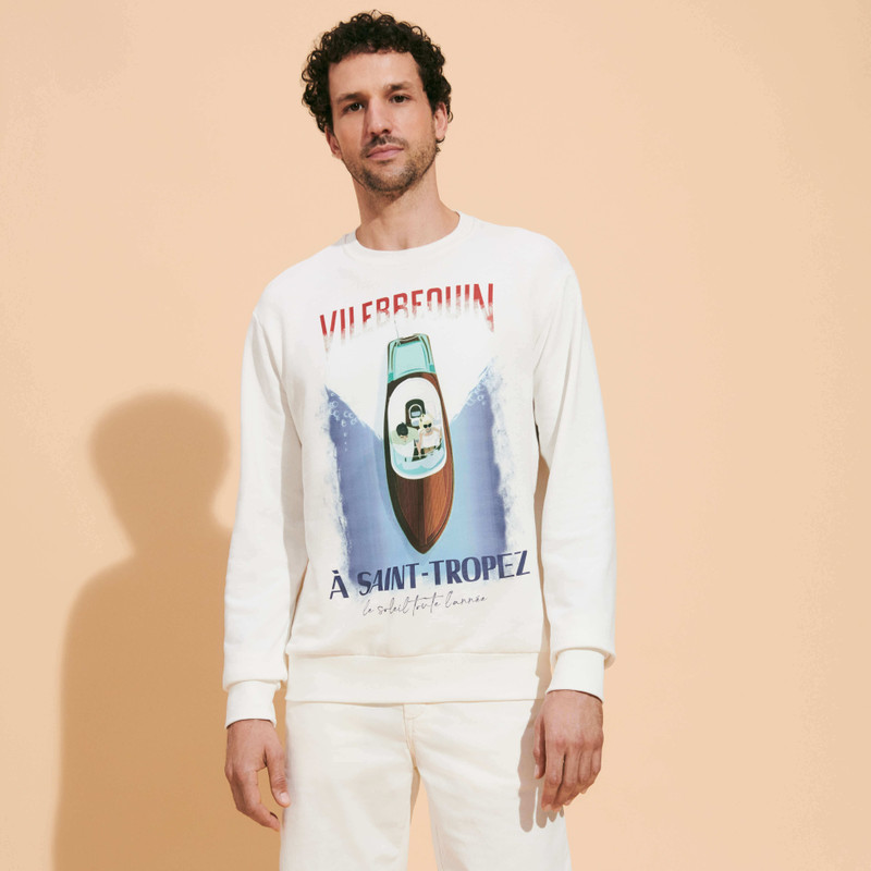 Cotton and Fleece Crewneck Men Sweatshirt Inboard Boat 3