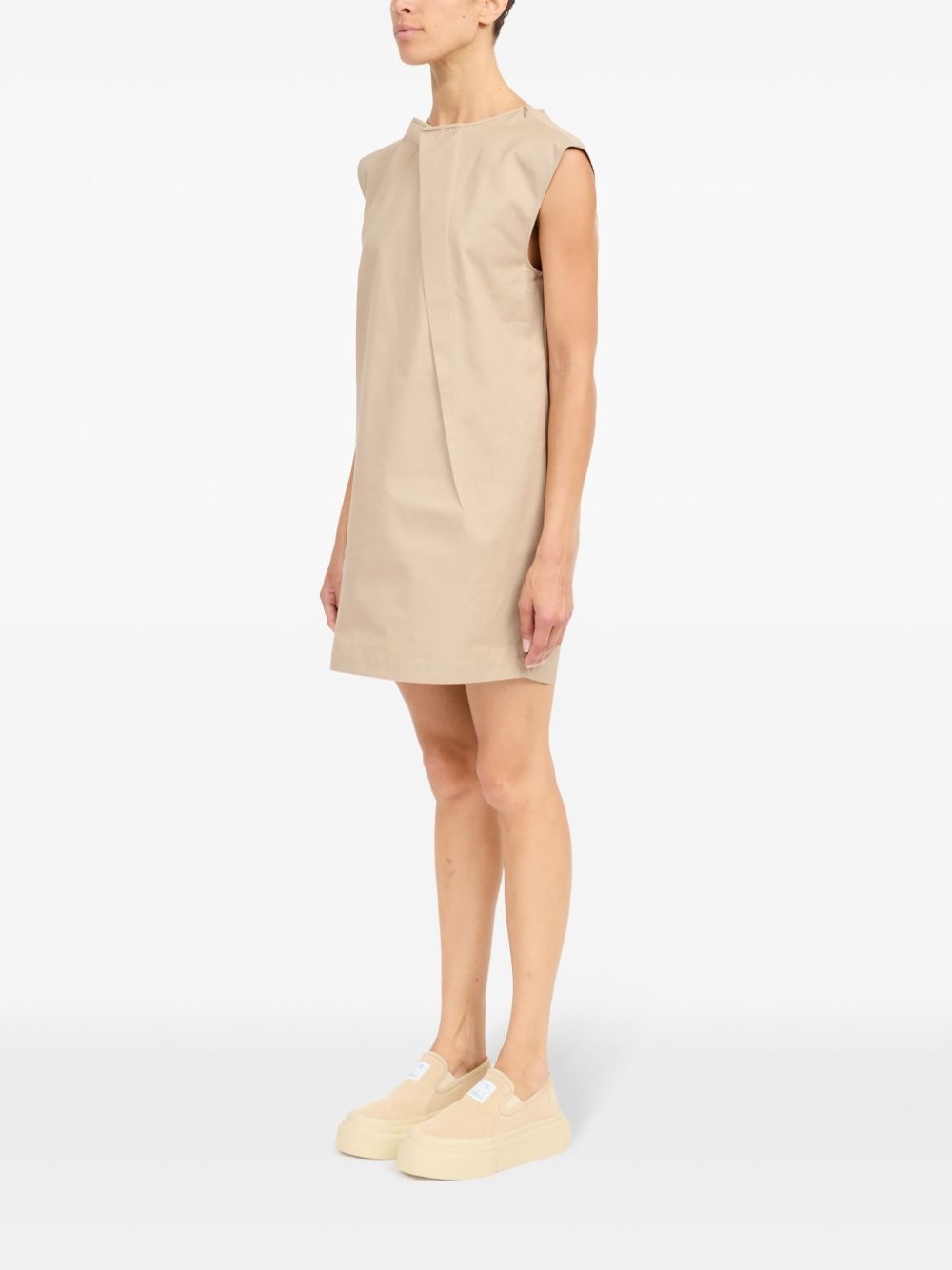 pleat-detail cap sleeved dress - 5