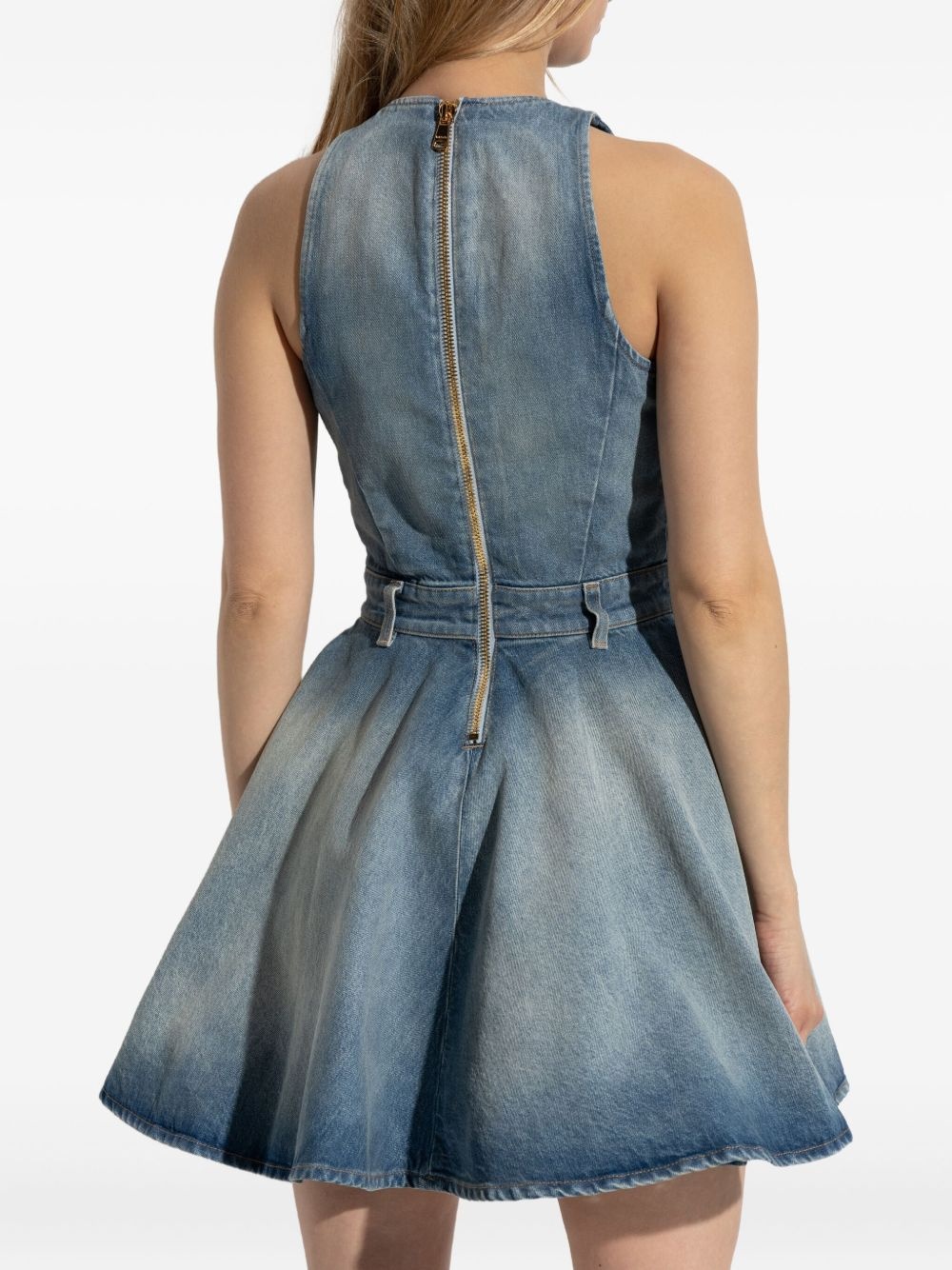 button-embellished denim dress - 4