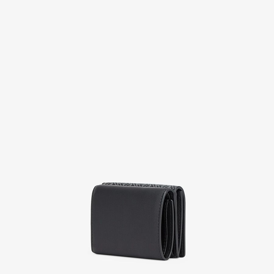 Black leather tri-fold wallet - 2