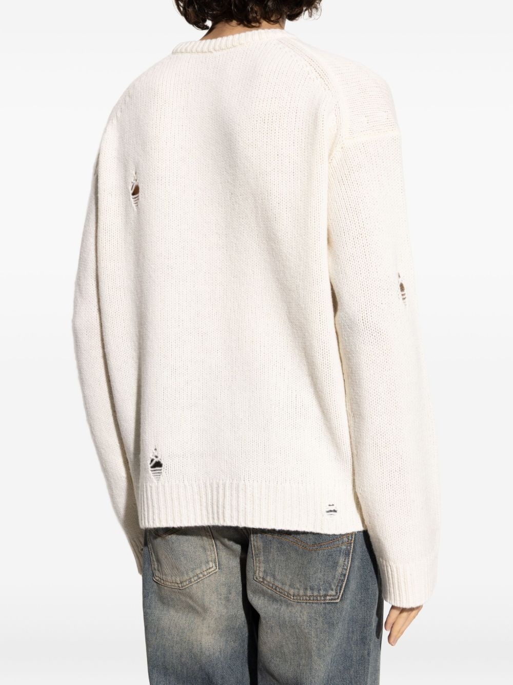 skull-embroidered distressed sweater - 4
