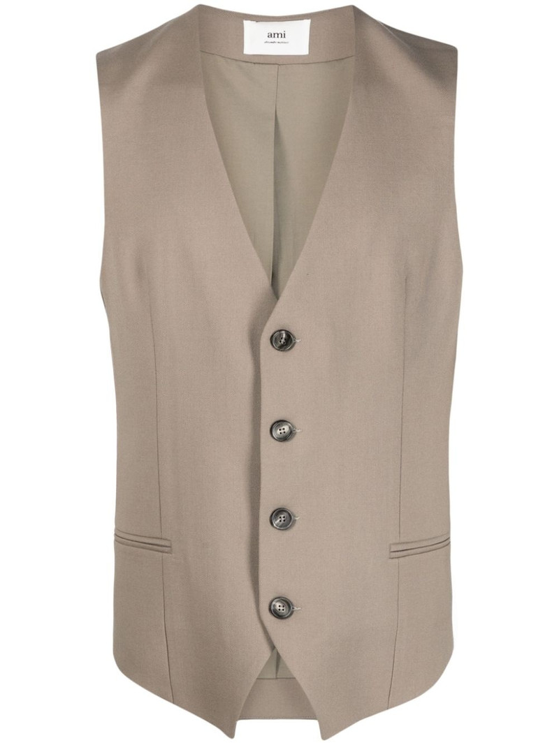 V-neck virgin wool waistcoat 1