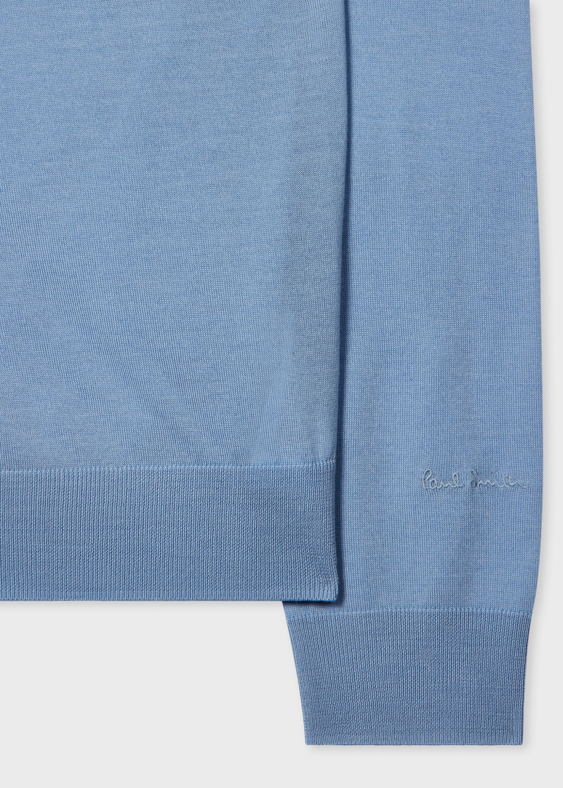 Paul Smith Light Blue Navy Merino Wool Knitted Long-Sleeve Polo Shirt outlook