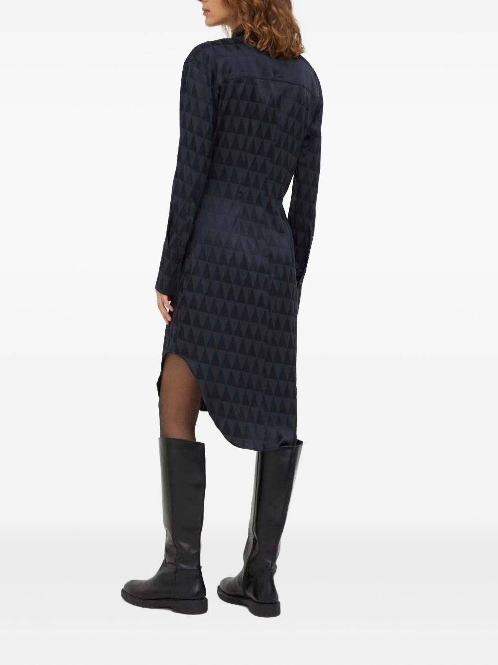 geometric-print shirt midi dress - 2