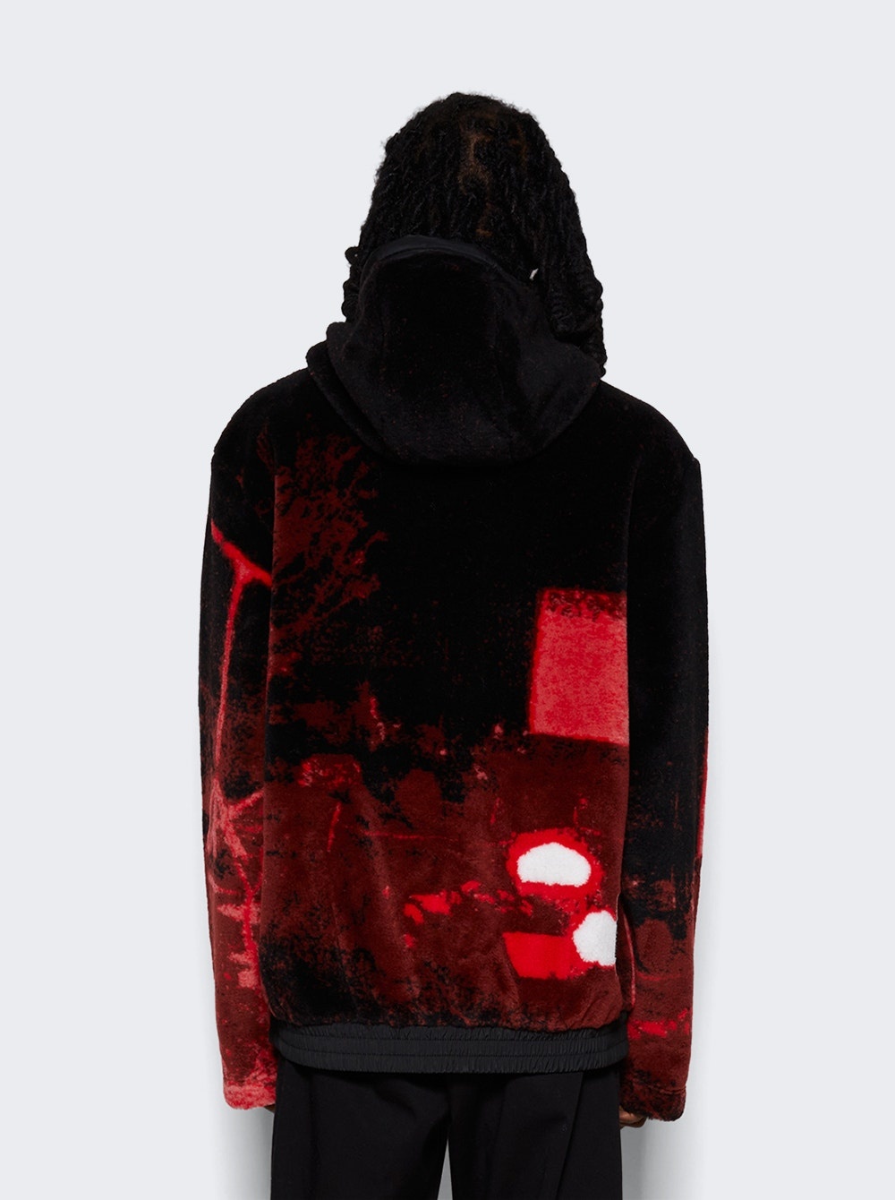 S-MONTY Teddy-Fleece Hoodie Black and Red - 5