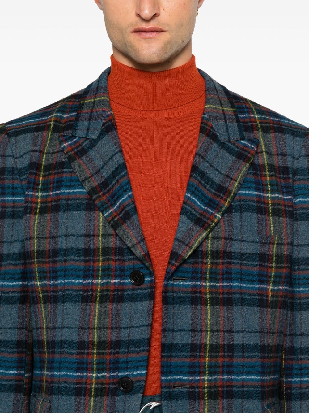 tartan wool blazer - 5