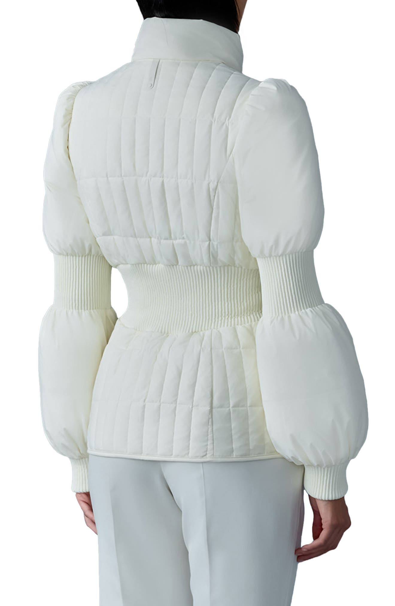 Mackage Felicia Smocked Panel Down Jacket in Cream at Nordstrom - 2