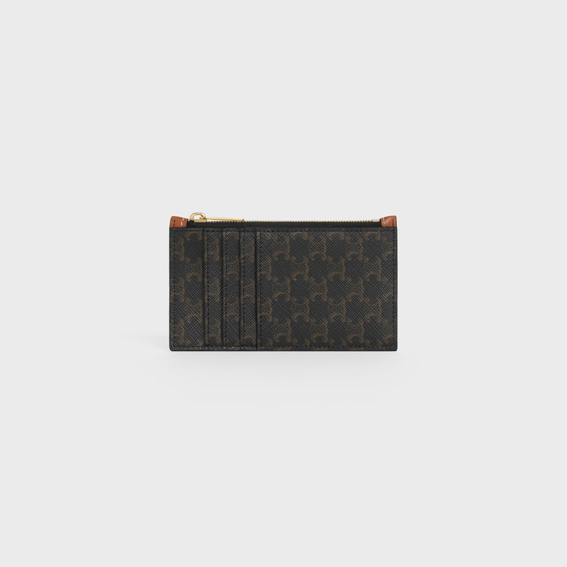 Zipped card holder in Triomphe Canvas and Lambskin 1