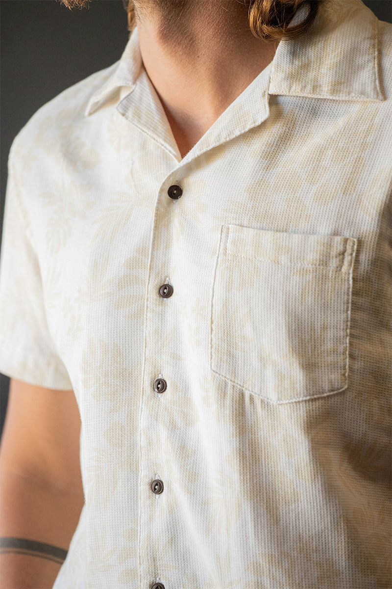 HIROSHI KATO The Wrench Waffle Double Gauze Shirt - Beige Aloha outlook