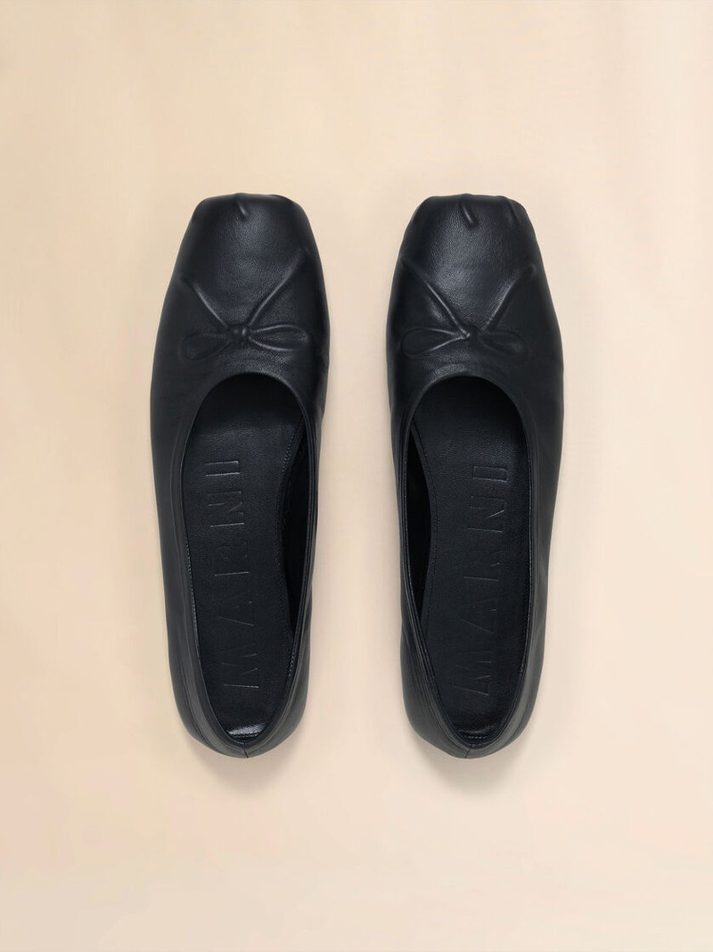 BLACK NAPPA LEATHER LITTLE BOW BALLET FLAT 4