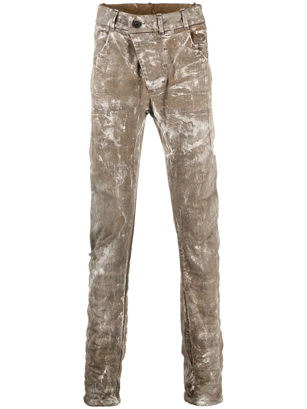 faded-effect cotton-blend trousers - 1