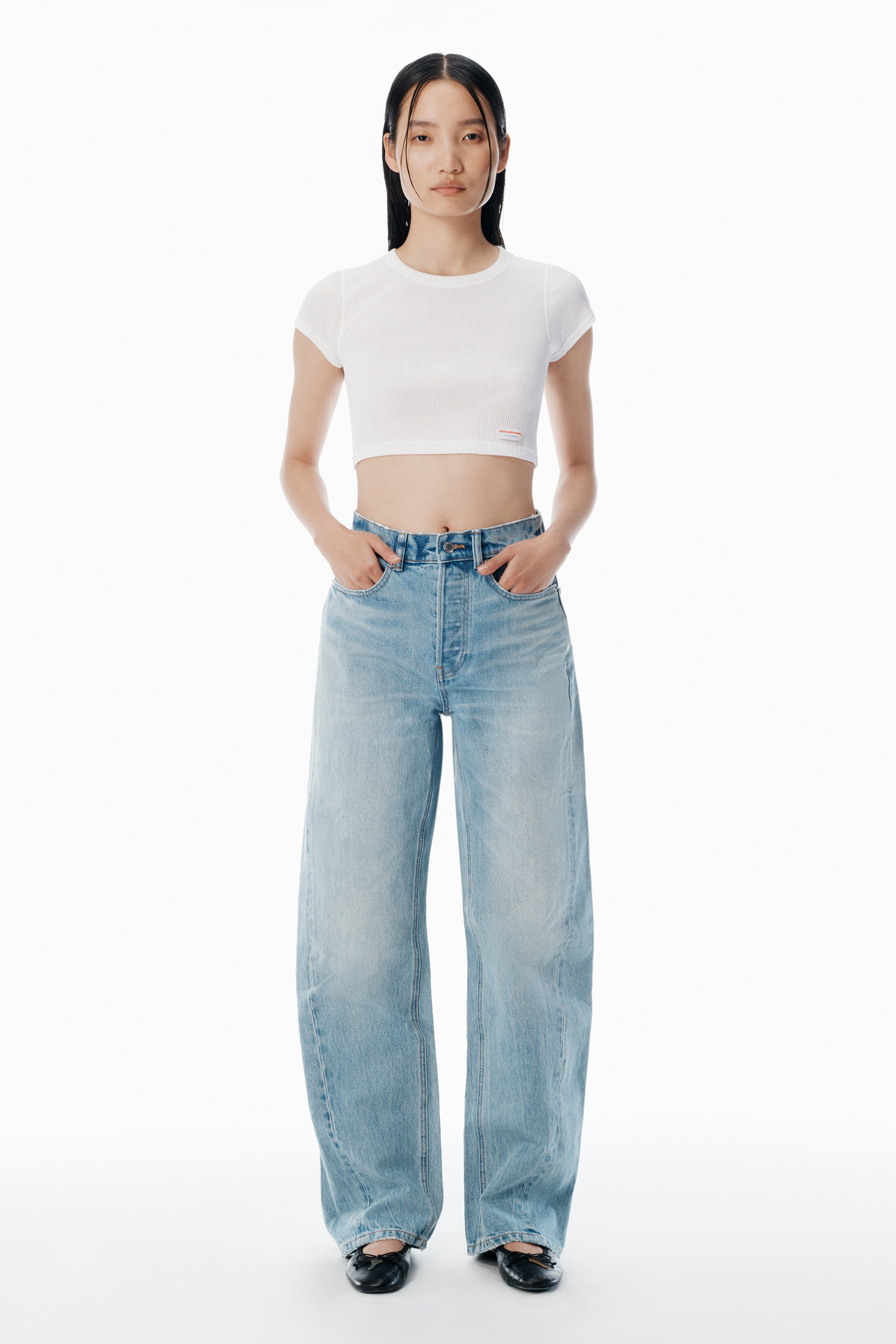 float bleach blue mid-rise jeans - 5