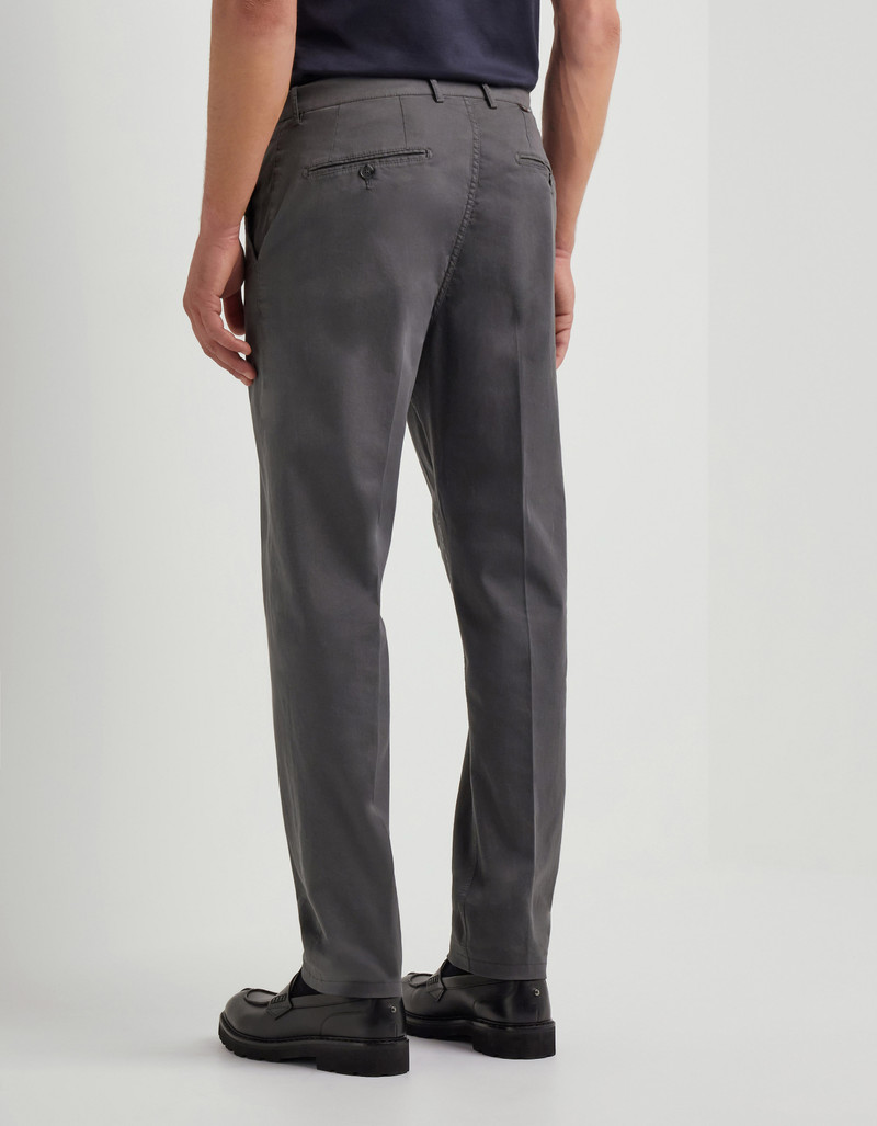 GARMENT-DYED GRAY COMFORT COTTON MICROTWILL CHINO PANTS 4
