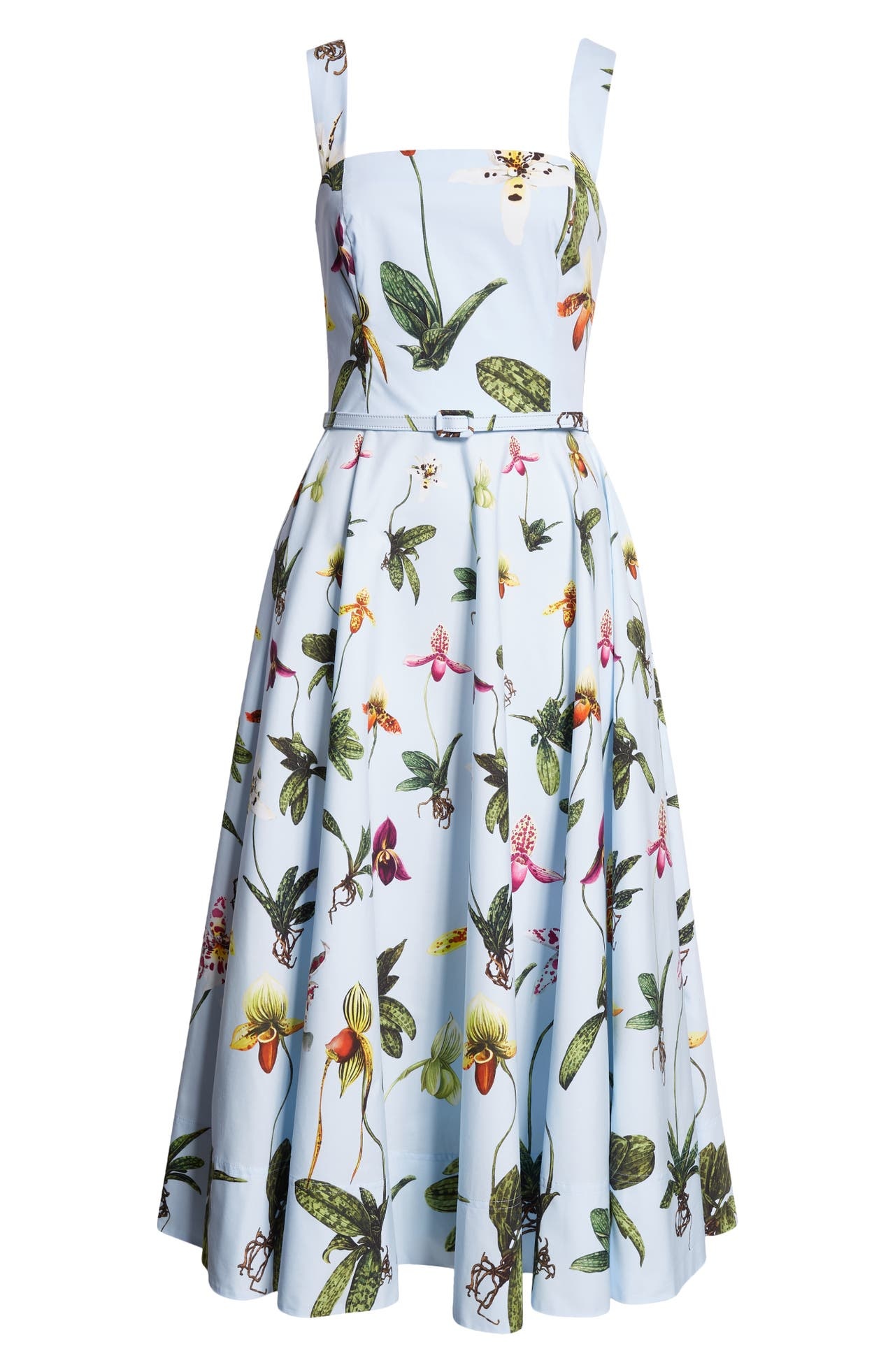Oscar de la Renta Oscar de la Renta Orchids Floral Belted Midi