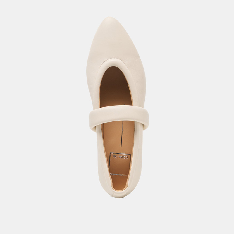 FERA BALLET FLATS OFF WHITE LEATHER 8