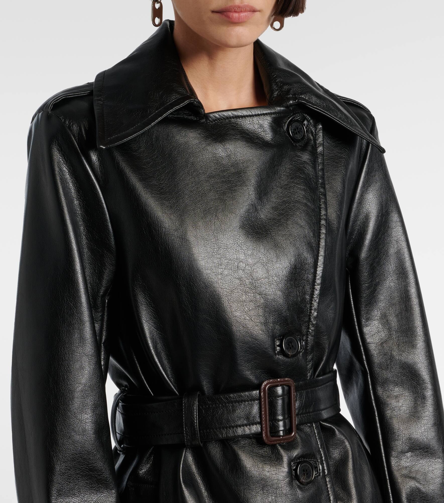 Faux leather trench coat - 4