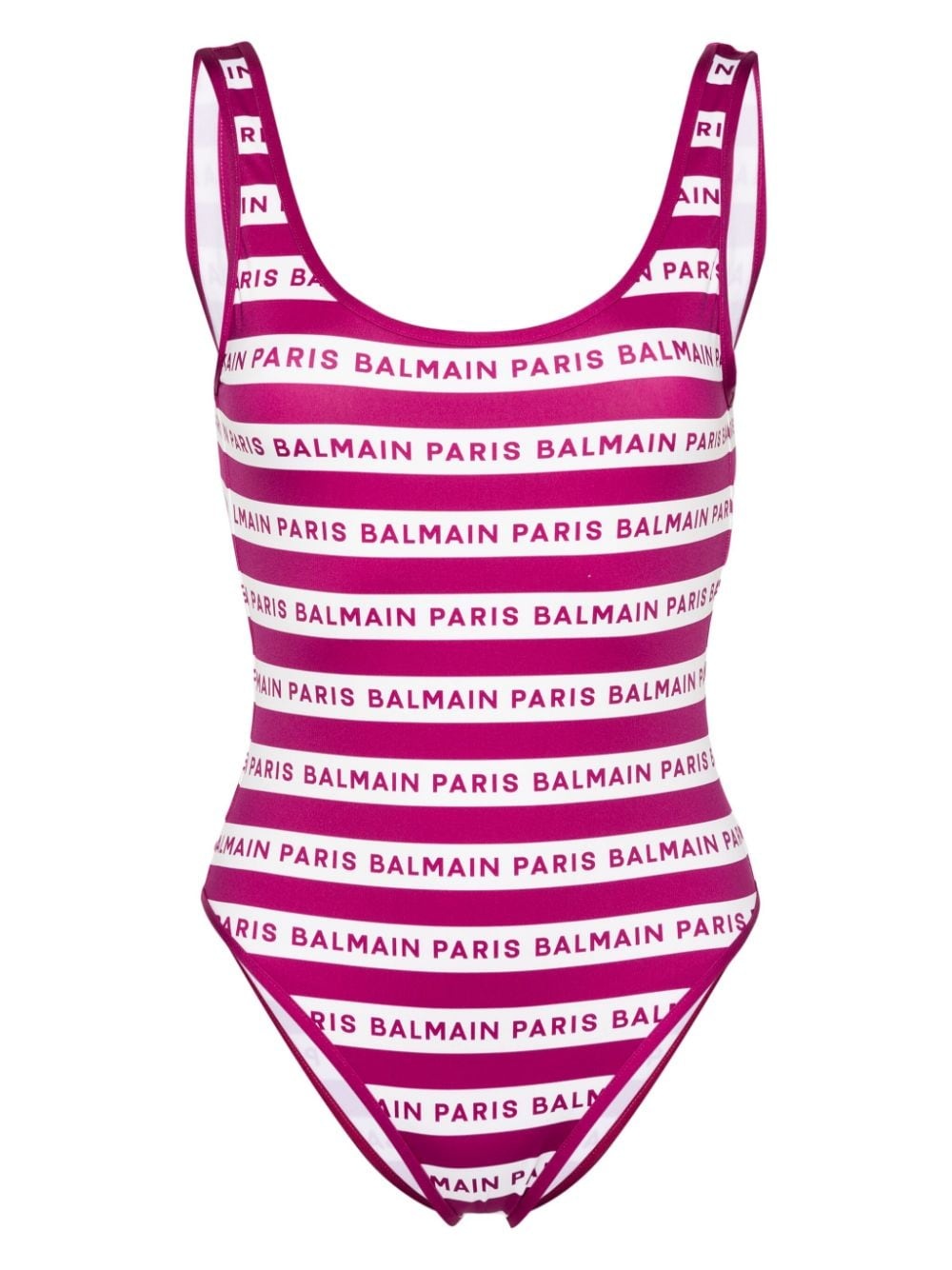 logo-print striped swimsuit - 1