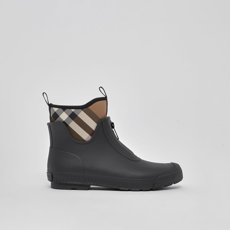 Check Neoprene and Rubber Rain Boots - 1