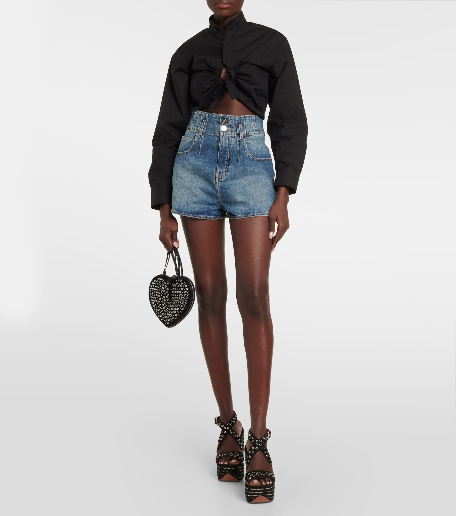 High-rise denim shorts - 2