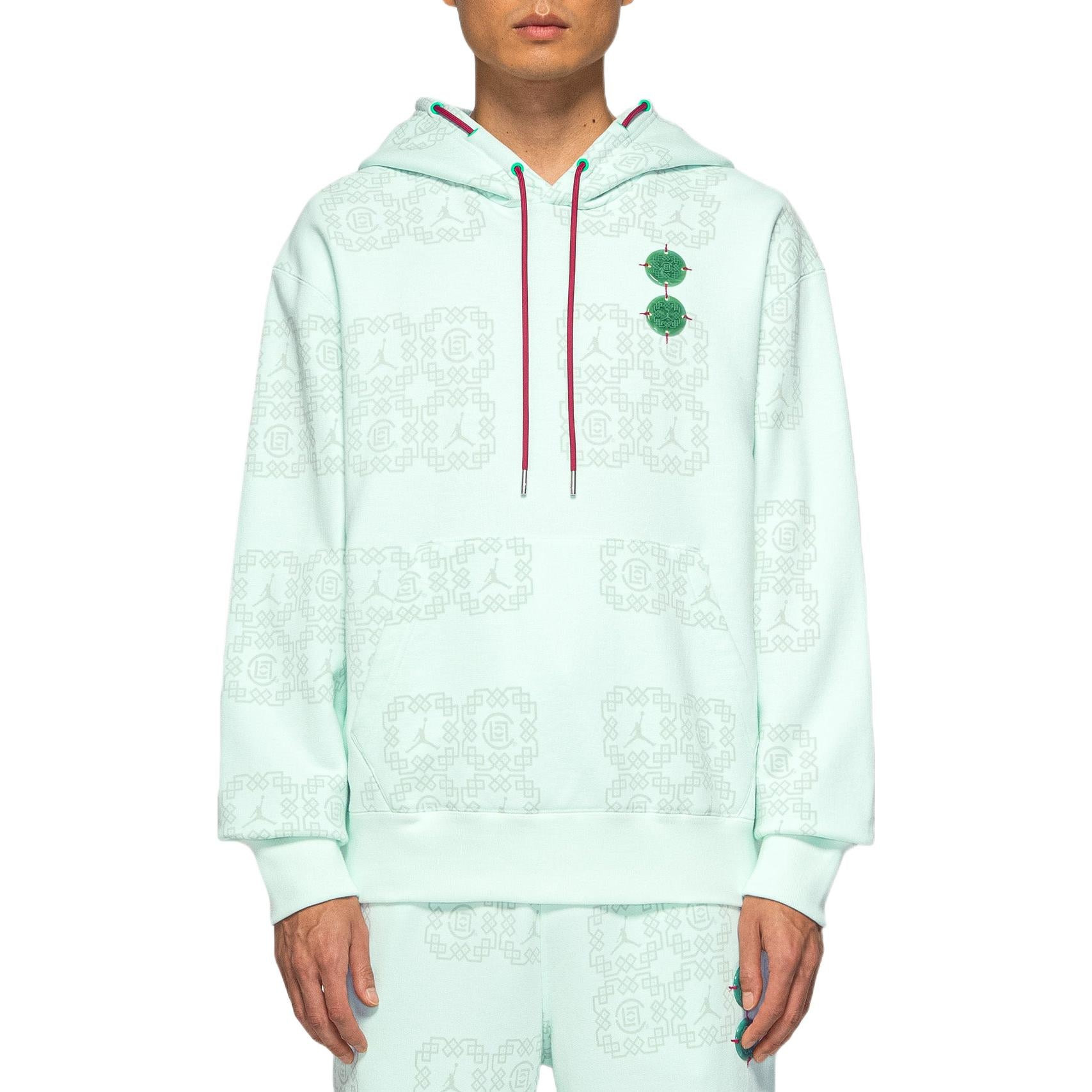 Men's Air Jordan x CLOT Crossover China Logo Full Print Pullover Asia Edition Autumn Green DO0008-39 - 3
