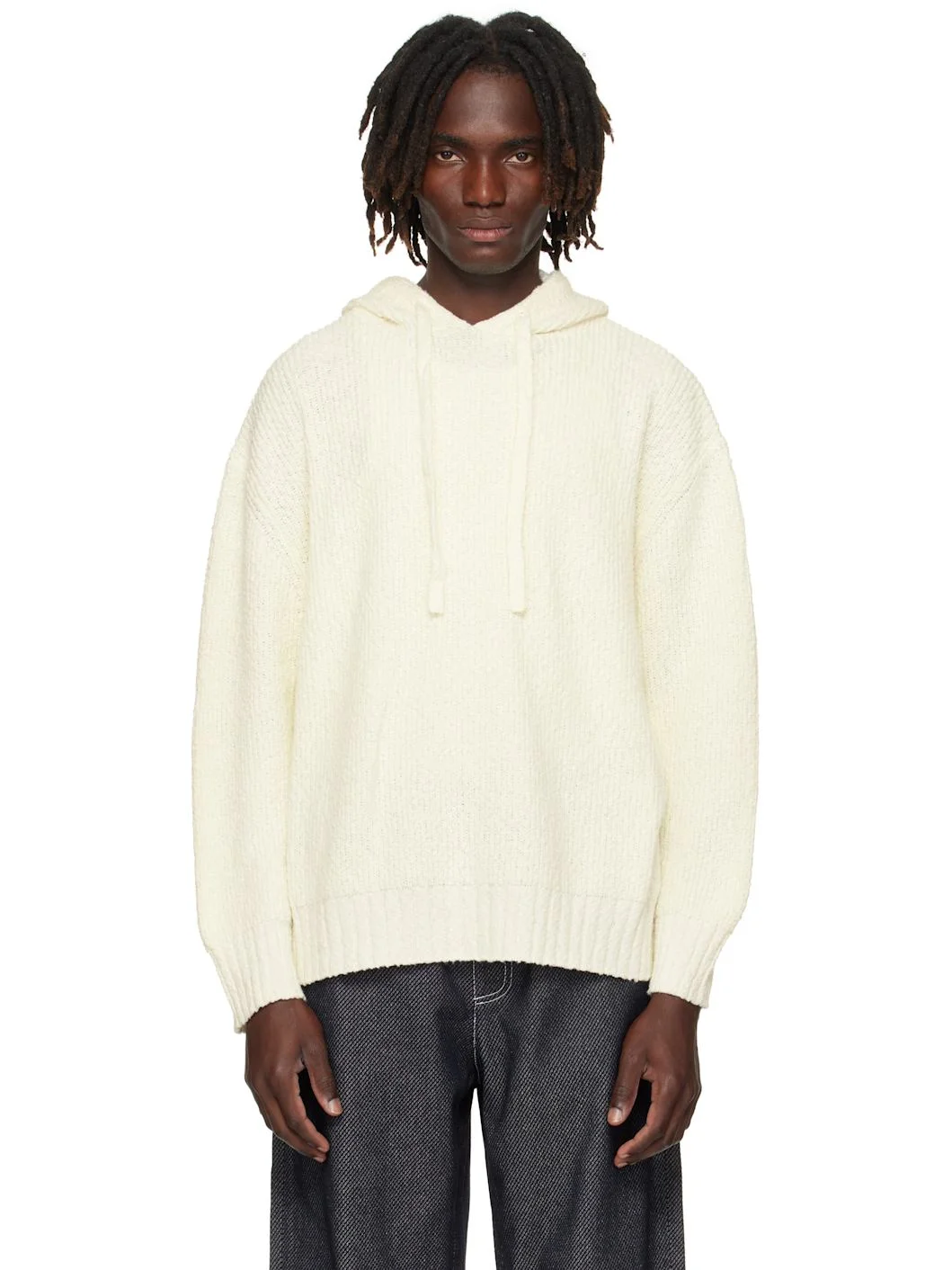Off-White Relaxed Knit Hoodie - 1