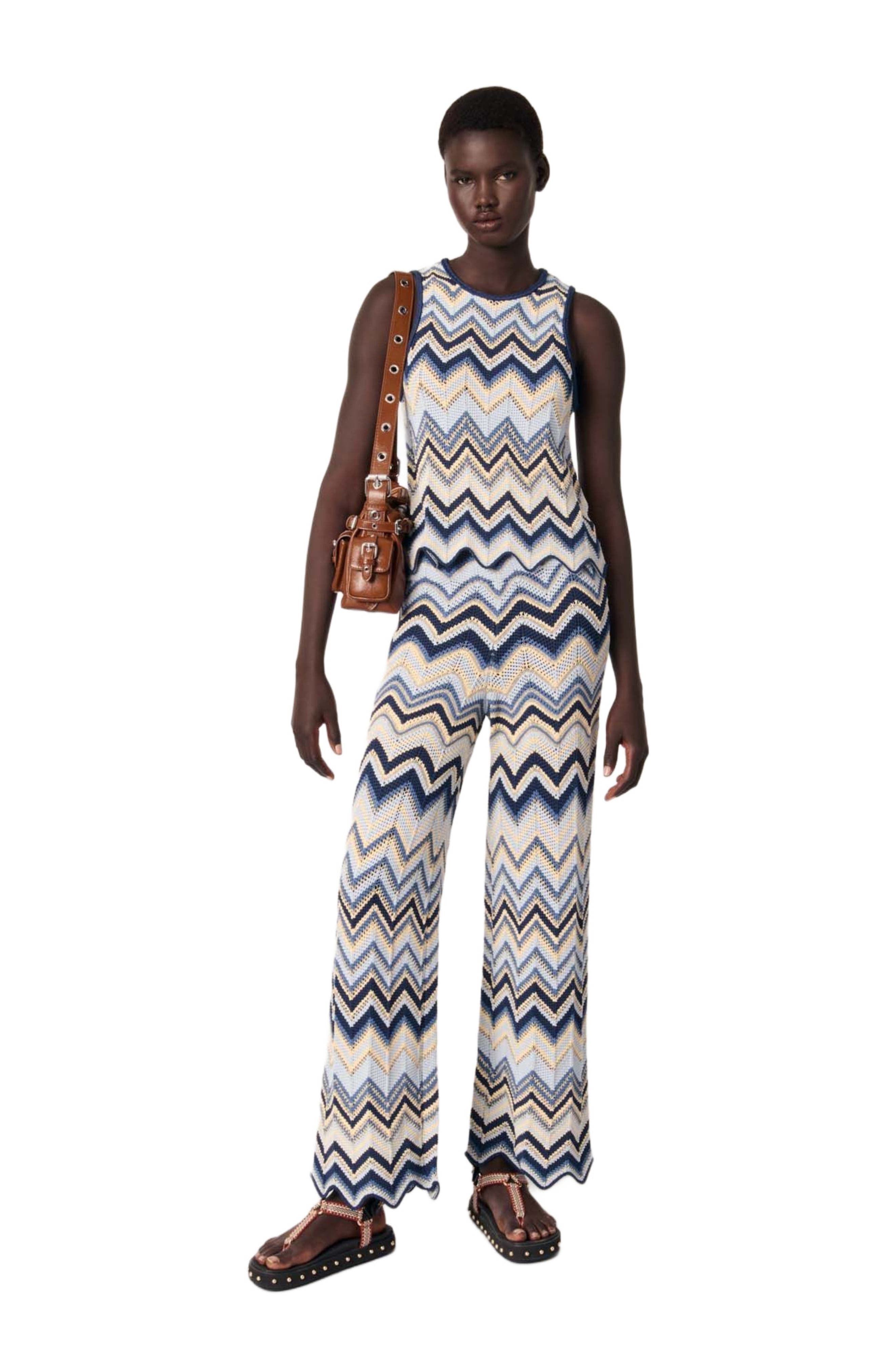 maje Crochet trousers in Blue /Ecru at Nordstrom - 3