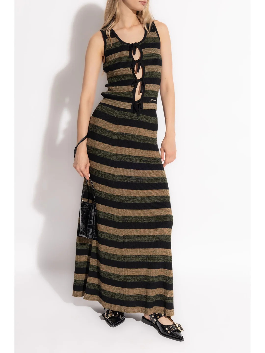 GANNI｜SKIRTS (RIBBED MERINO MAXI SKIRT (K2292 999)) ganni skirt womanmini ribbed merino maxi skirt - k2292 999