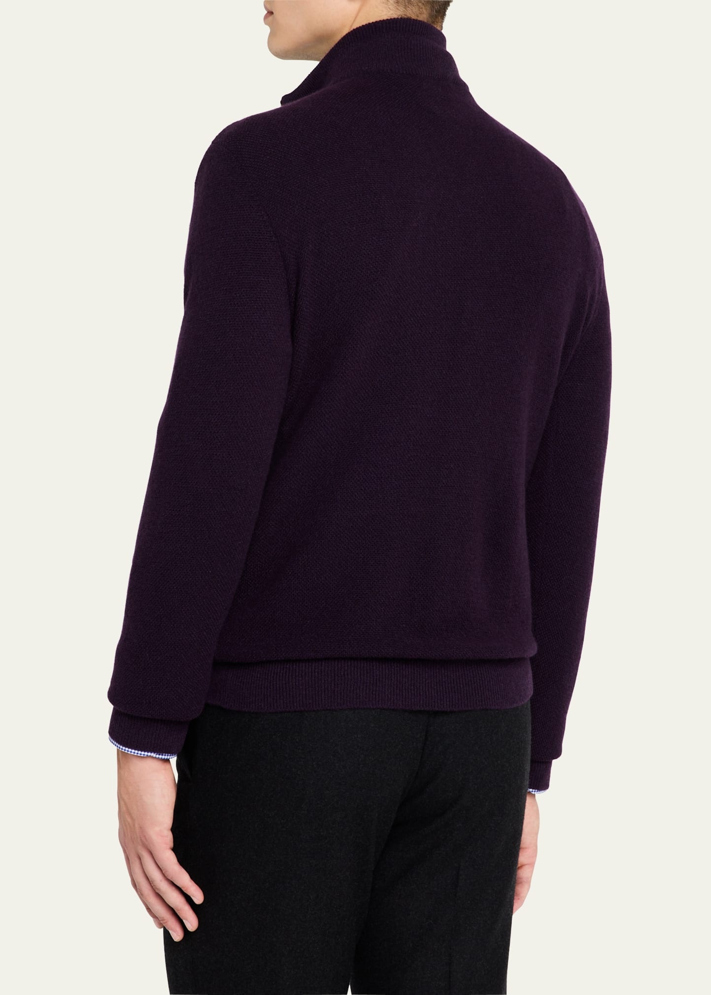 Men's Cashmere Birdseye Quarter-Zip Sweater - 3