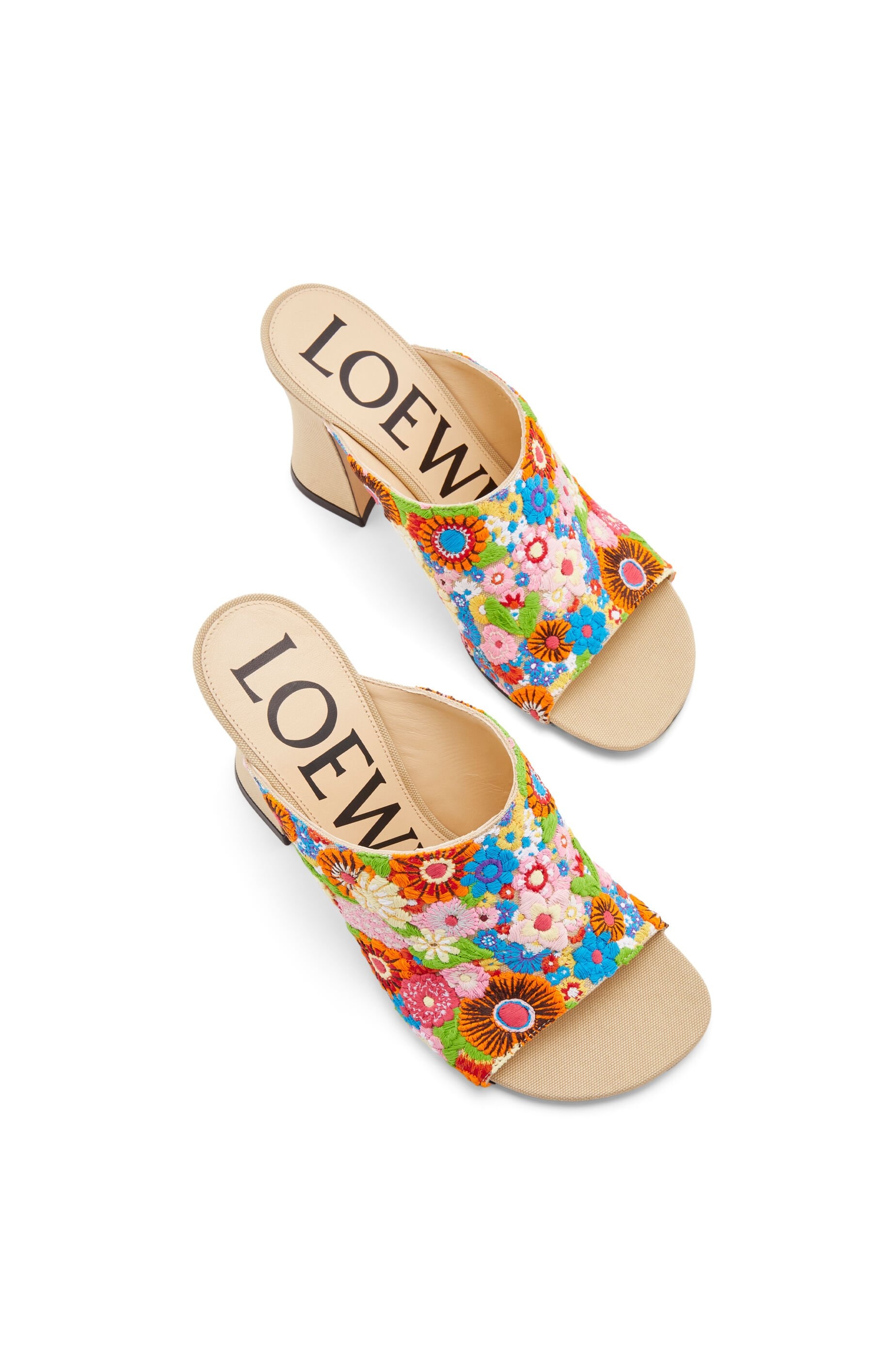 Calle open mule in embroidered canvas - 4