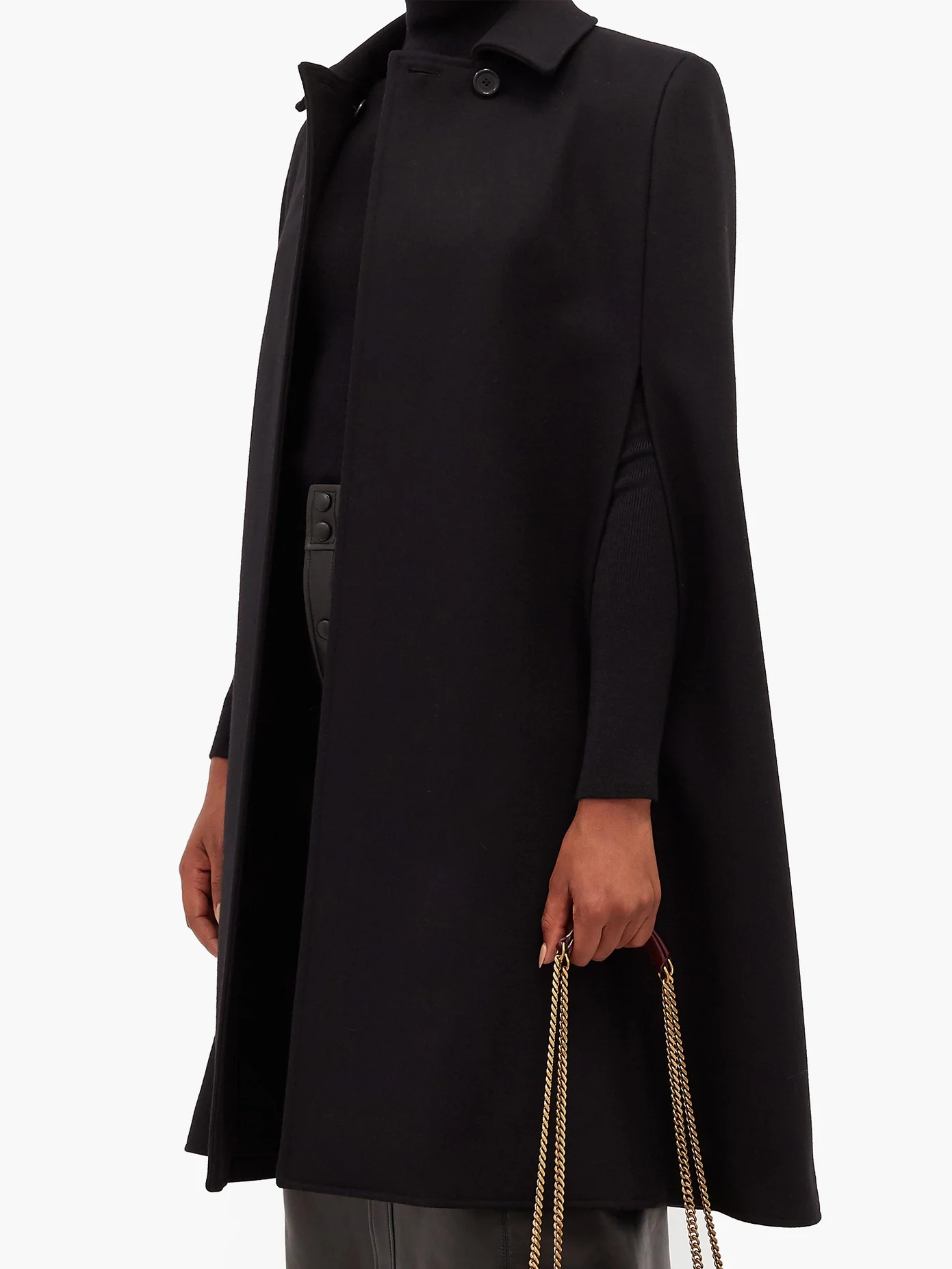 Point collar wool-twill cape - 6