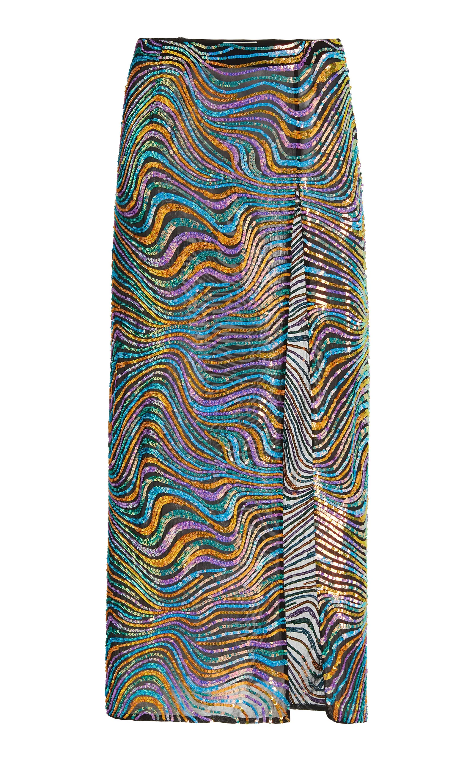 Swirl Sequin Silk Midi Skirt multi - 1