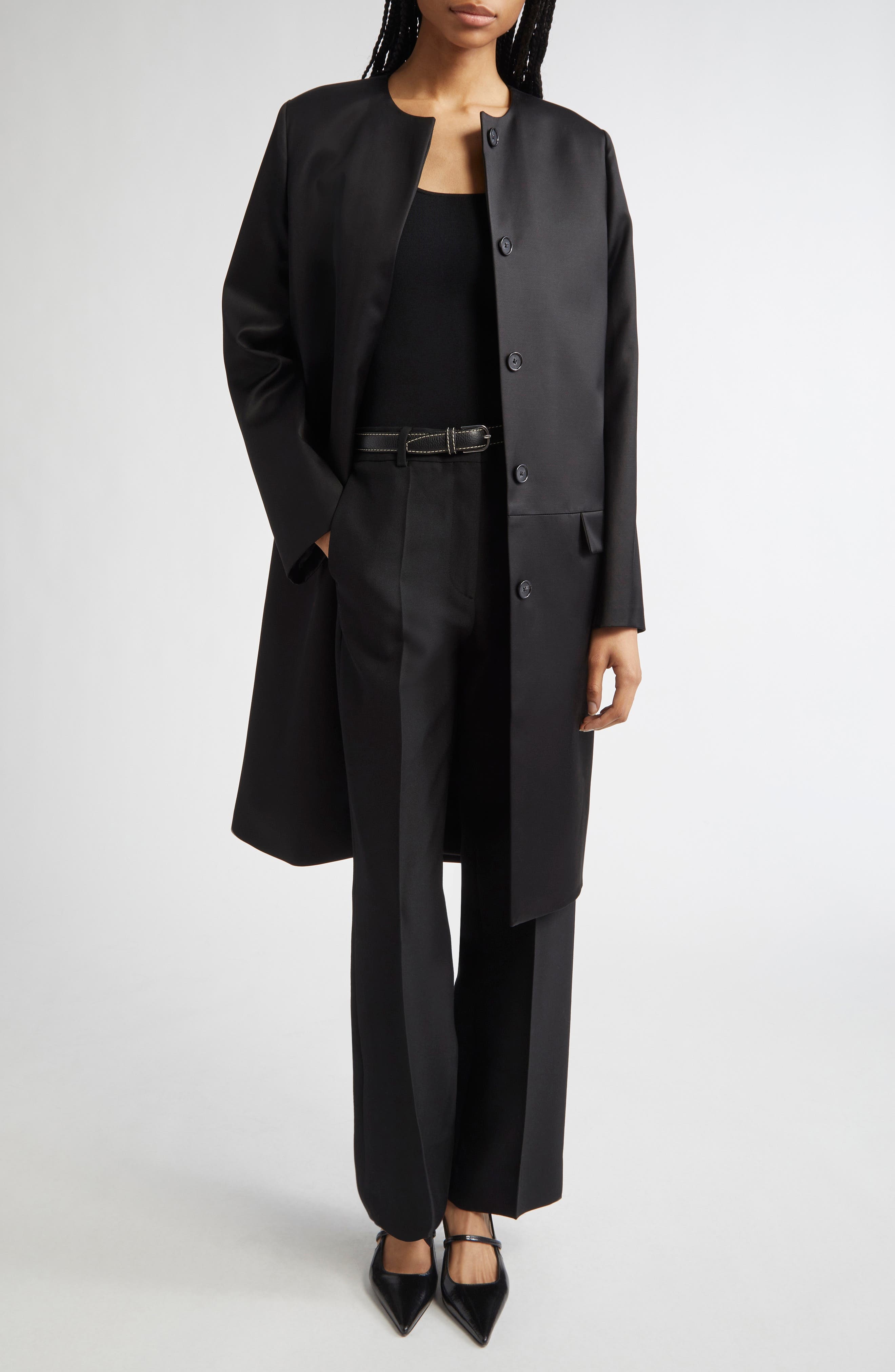 TOTEME Tailored Straight Leg Pants in Black at Nordstrom - 2