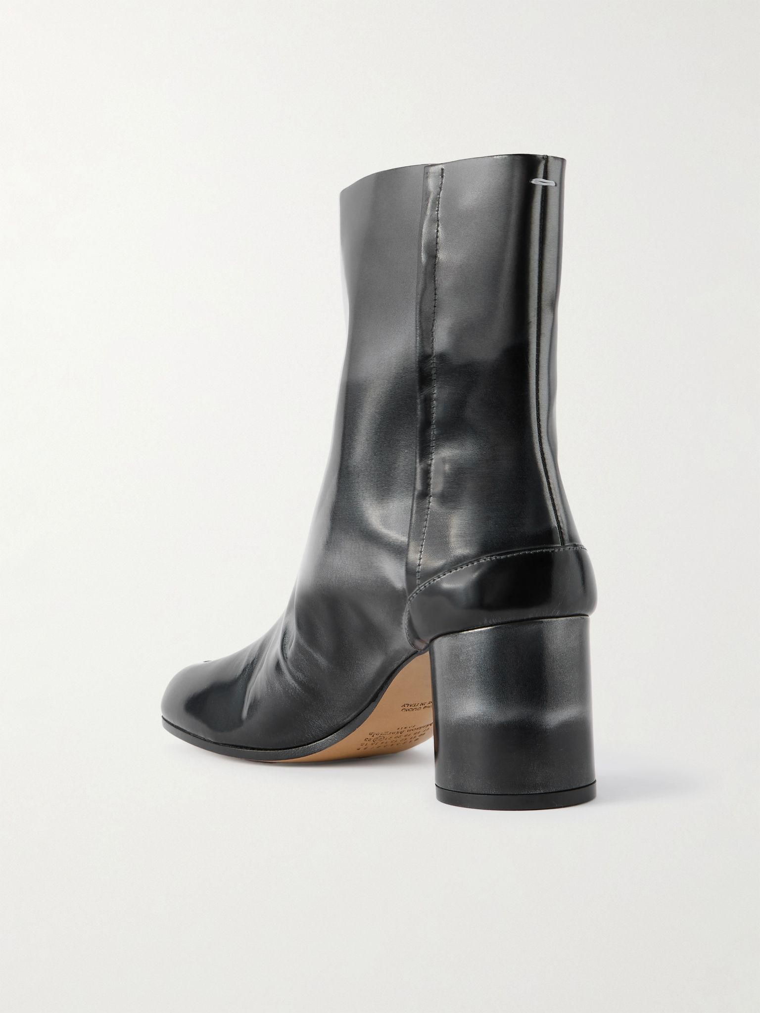 Tabi split-toe metallic leather ankle boots Black - 3