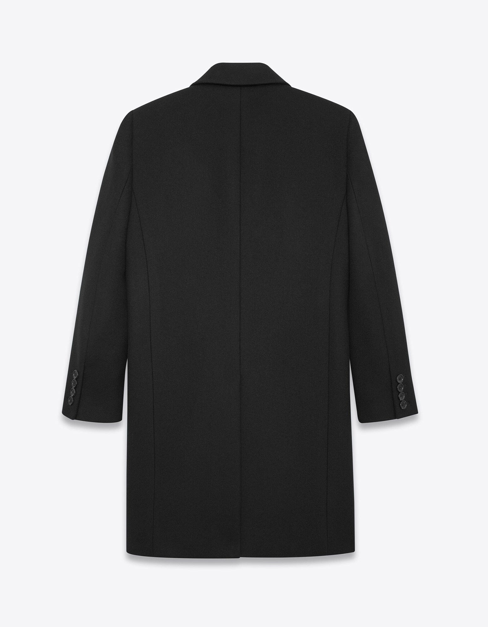 Black Double-Breasted Wool Coat - 2