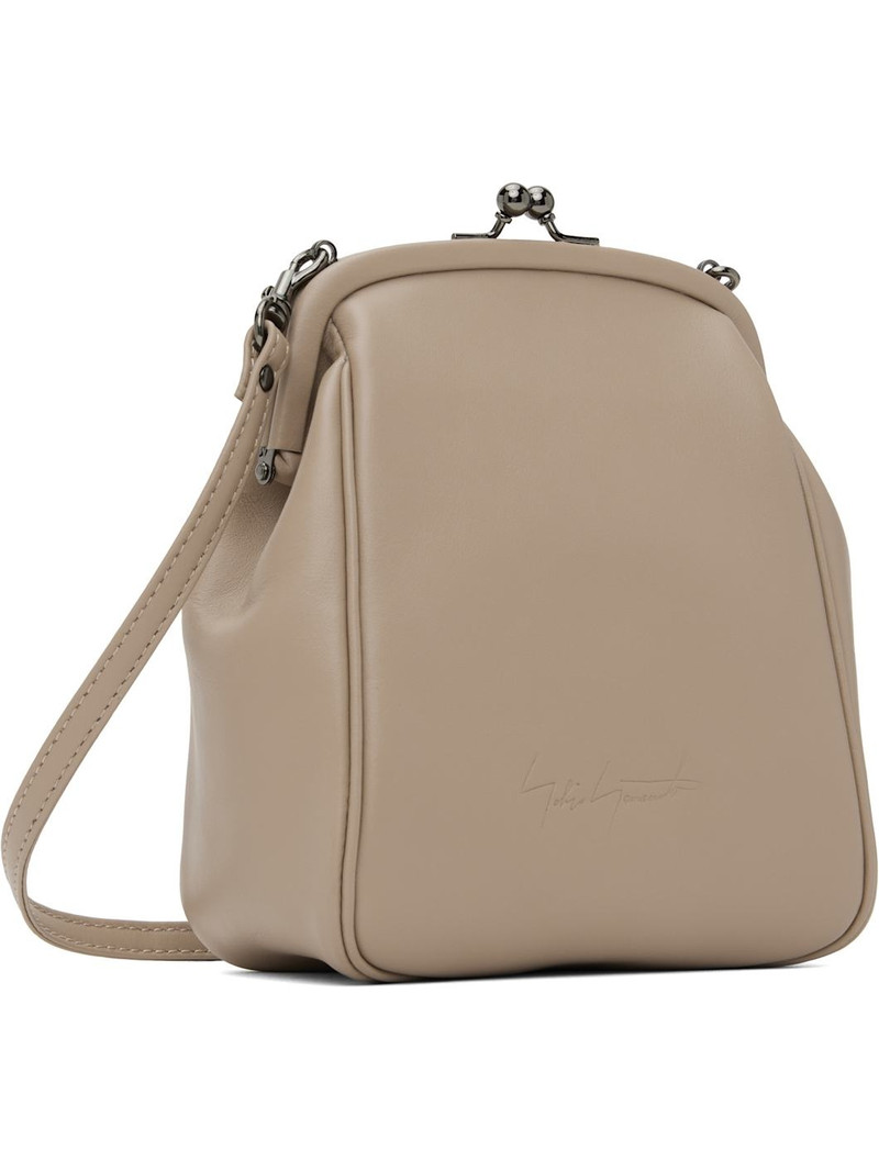 Yohji Yamamoto Taupe Clasp Shoulder Bag outlook