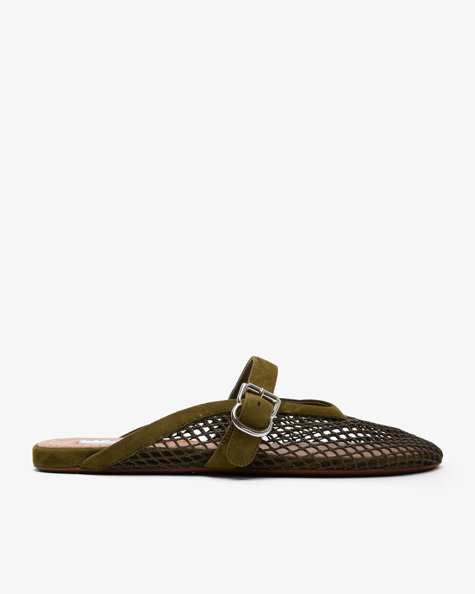 Green suede mesh ballet mules - 1