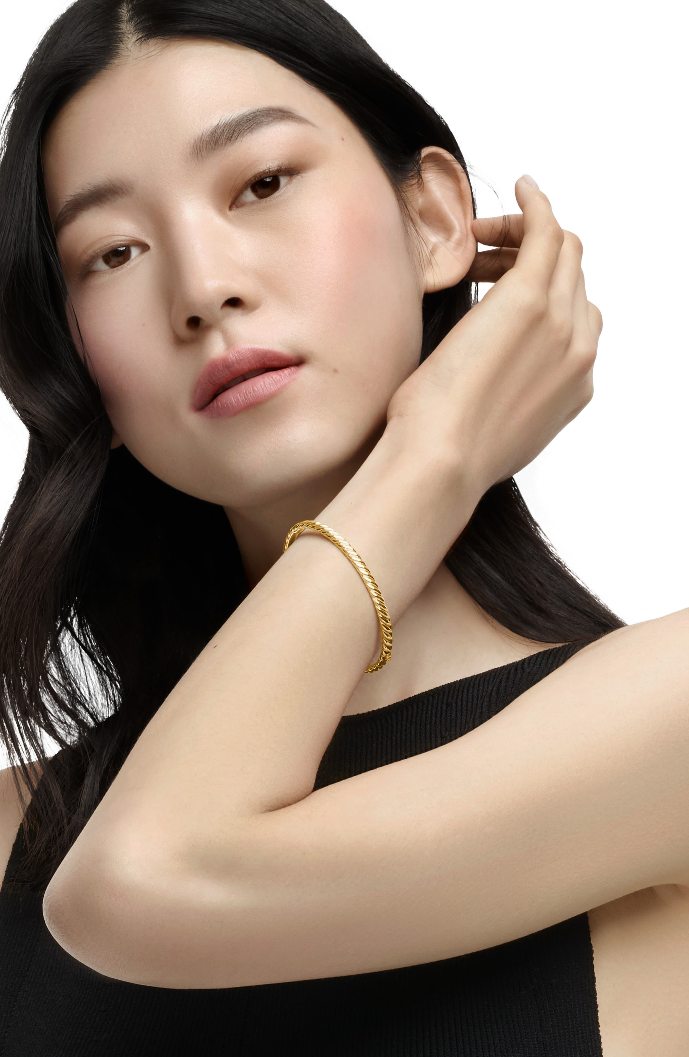 David Yurman Sculpted Cable Bangle Bracelet in 18K Yellow Gold, 4.6mm at Nordstrom - 3