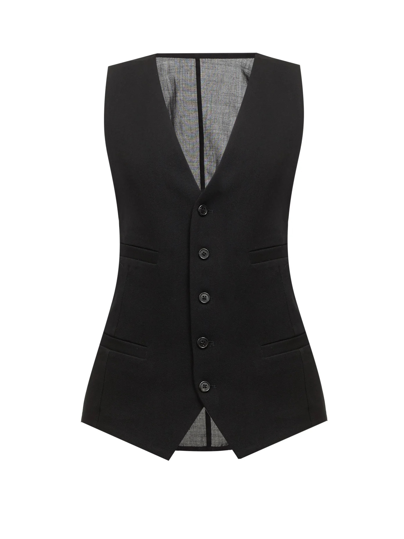 Sheer panel virgin-wool twill waistcoat - 1