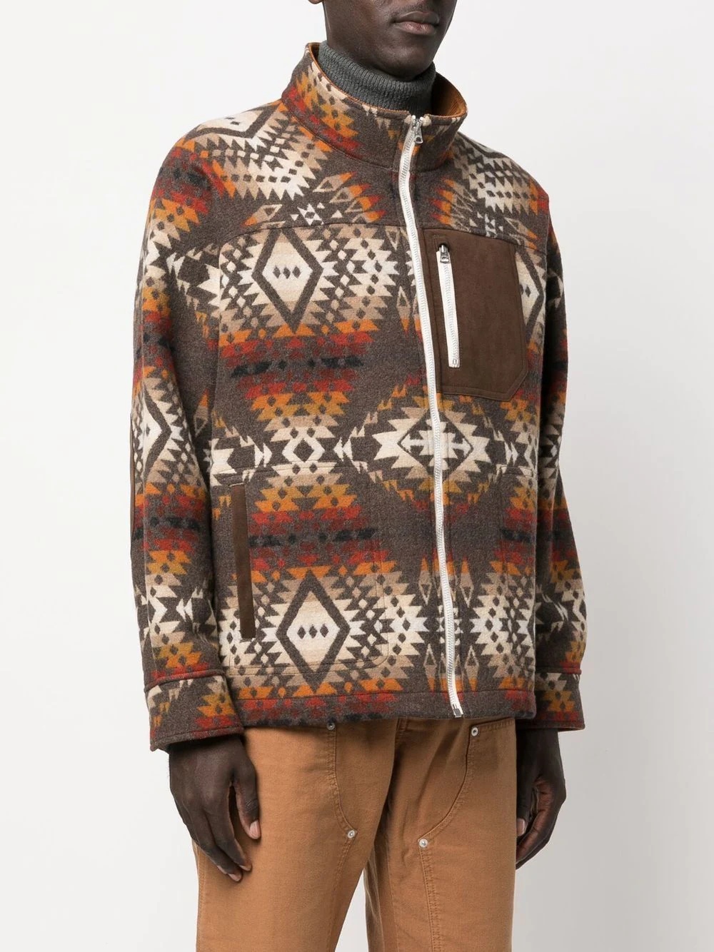 abstract-print wool jacket - 3
